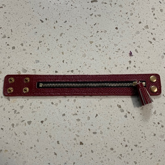 Red Faux Leather Zipper Bracelet - Picture 6 of 7